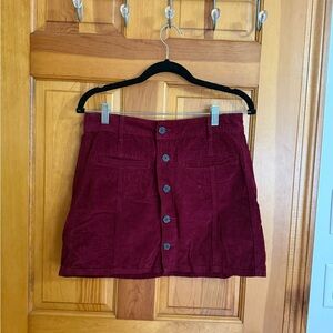 American Eagle Outfitters Deep Red Corduroy Mini Skirt